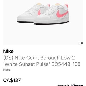 Kids Nike Court Borough Low 2
'White Sunset Pulse' BQ5448-108 - worn once